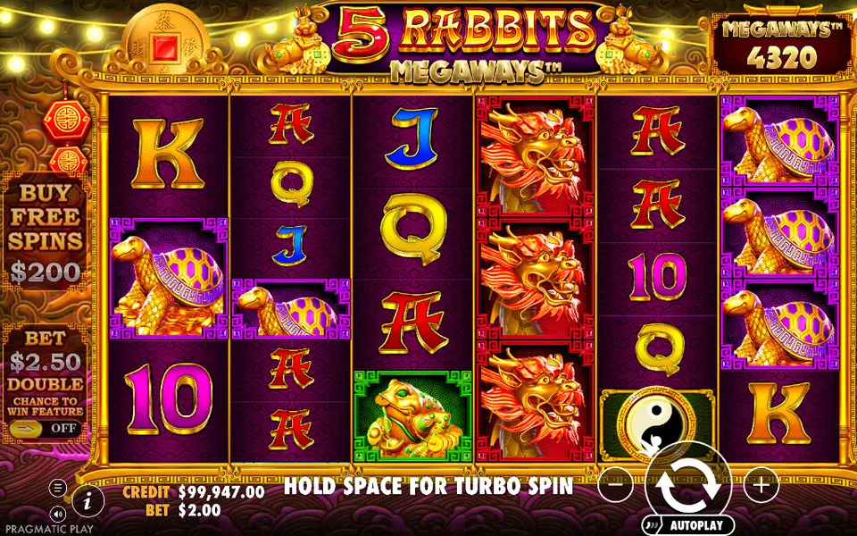 5 Rabbits Megaways, spin 75